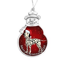 Dalmatian Dog Pet Silver Metal Snowman Christmas Ornament 2024 Gift