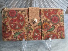 Geldbörse Portemonnaie Honig Bunt Muster Kork Stoff Geldbeutel mittelgroß  (8)