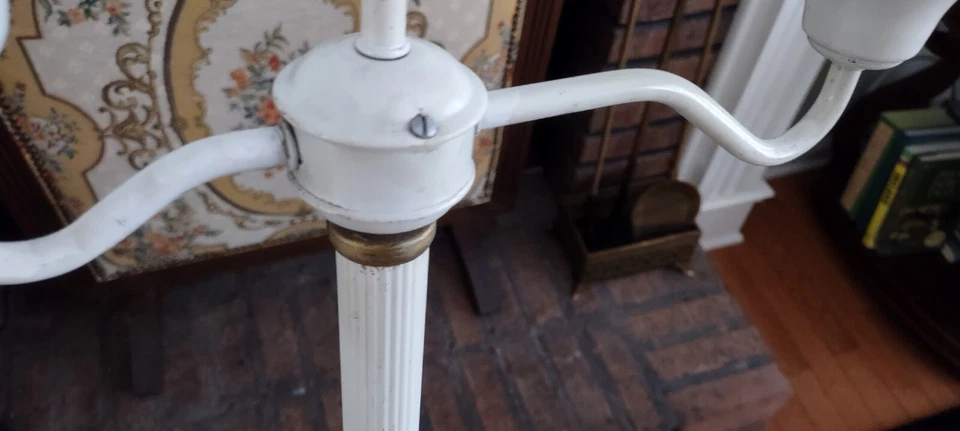 Lámpara de pie vintage Tole oro blanco globo antorcha Foto 4 de 4