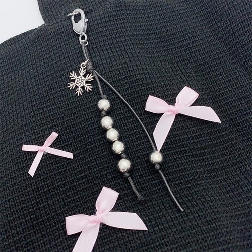 Modern Snowflake Pendant Phonechain Versatile Black Cord Hangings Decoration - Afbeelding 4 van 8