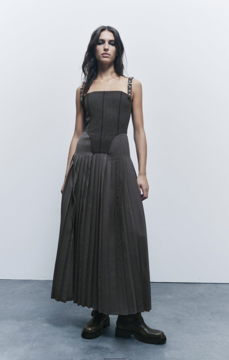 ワンピース SILVA BUSTIER DRESS ZARA ZW COLLECTION PLEATED BUSTIER DRESS GREY NEW Size S | eBay