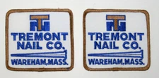 2 Vintage Tremont Nail Co. Wareham MA Hardware Store Patch New NOS 1970s