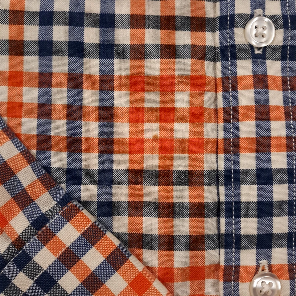 Wool & Prince Shirt Mens XL Orange Blue Worsted Wool Button Down - Image 4 of 4