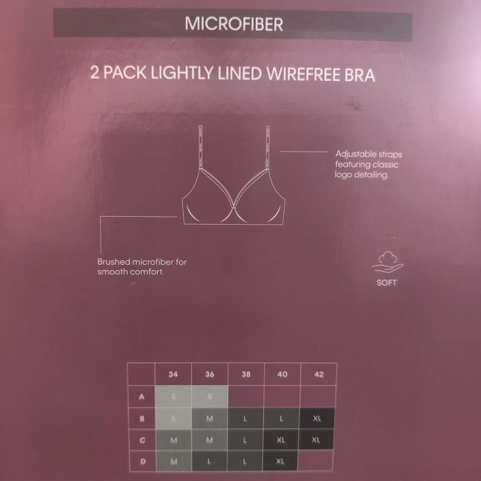 NWT Calvin Klein Women's 2 Pack Wirefree Bra Bare/Black Size S $70 1B176 - Image 2 of 4