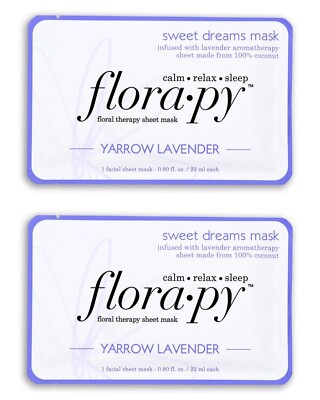 Florapy Beauty Yarrow Lavender Sheet Mask Aromatherapy Hydrating Lot of 2