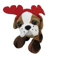 Dan Dee Christmas Dog Small Plush Brown Reindeer Ears Collectors Choice