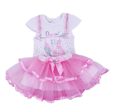 Mädchen-Set 2-teilig, Baby-Set Rosa, Tutu Rock & T-Shirt, Gr. 09, 12, 18 Monate