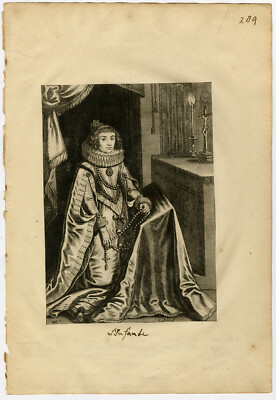 Antiker Meisterdruck-PORTRAIT-ISABELLA CLARA EUGENIA-INFANTE-Horst-Galle-ca.1630