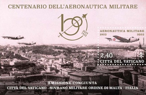 2023 100° anniversario aeronautica militare italiana - Vaticano - foglietto - Foto 1 di 1