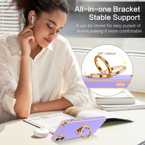 For iPhone 11 6.1" Case Shockproof Protective Rugged Cover & Golden Ring Holder - Bild 87 von 136