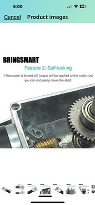 Bringsmart 12V 27rpm DC Worm Gear Motor 50kg.cm Self-locking Engine Reversed ...