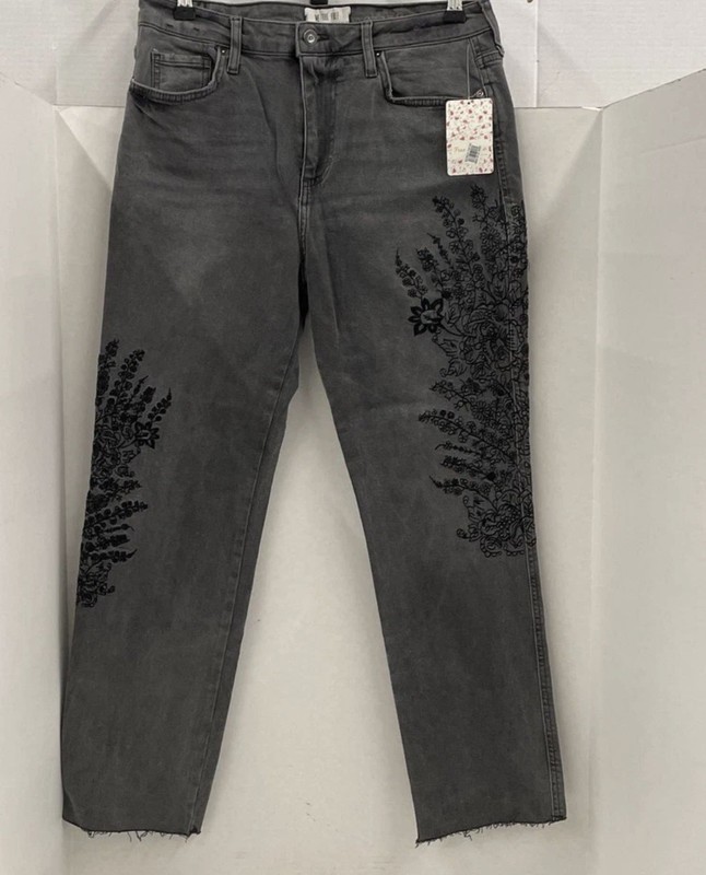 We the Free Gray Floral Denim Jeans Size 30