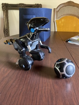 WowWee Miposaur Robotic Dinosaur Electronic Toy Robot Black Blue T Rex With Ball