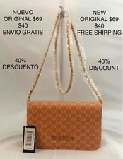 Bebe Tan Logo Crossbody Bag, Gold Chain Strap, Detachable Strap