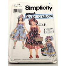 SIMPLICITY Daisy Kingdom Girls Sundress Hat Doll Dress Sewing Pattern 8145 Uncut