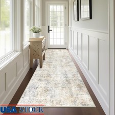Non Slip Soft Hallway Runner Rug Washable Contemporary Abstract Design 2x8 Feet