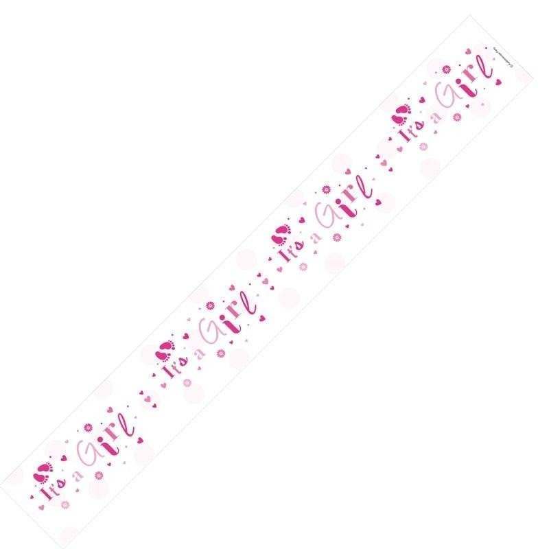 Its a Girl Banner Pink 2.6m foil Gender Reveal Baby Shower Party Decoration Fun