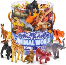 60 Piece Animal Figures with Gift Box, Safari Jungle Animal Figurines  Realisti