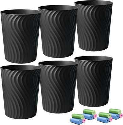 Small Trash Can, 6 Pack 1.8 Gallons Bathroom Trash Can, Slim Waste Basket, Round