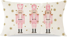 Pink Nutcracker Christmas Pillow Covers 12x20 Modern Farmhouse Christmas Decorat