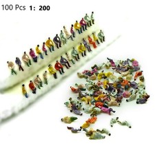 100PCS Painted Figures 1:200 Scale People Standing Seated Miniature Passerby