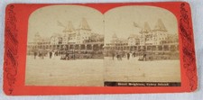 Rare Early Stereoview Card Hotel Brighton Coney Island NY 1860-70 Beach Scene