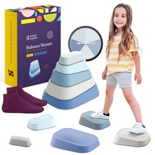 Set of 5 Stepping Stones for Kids Indoor and Outdoor Balance Blocks Promote C...