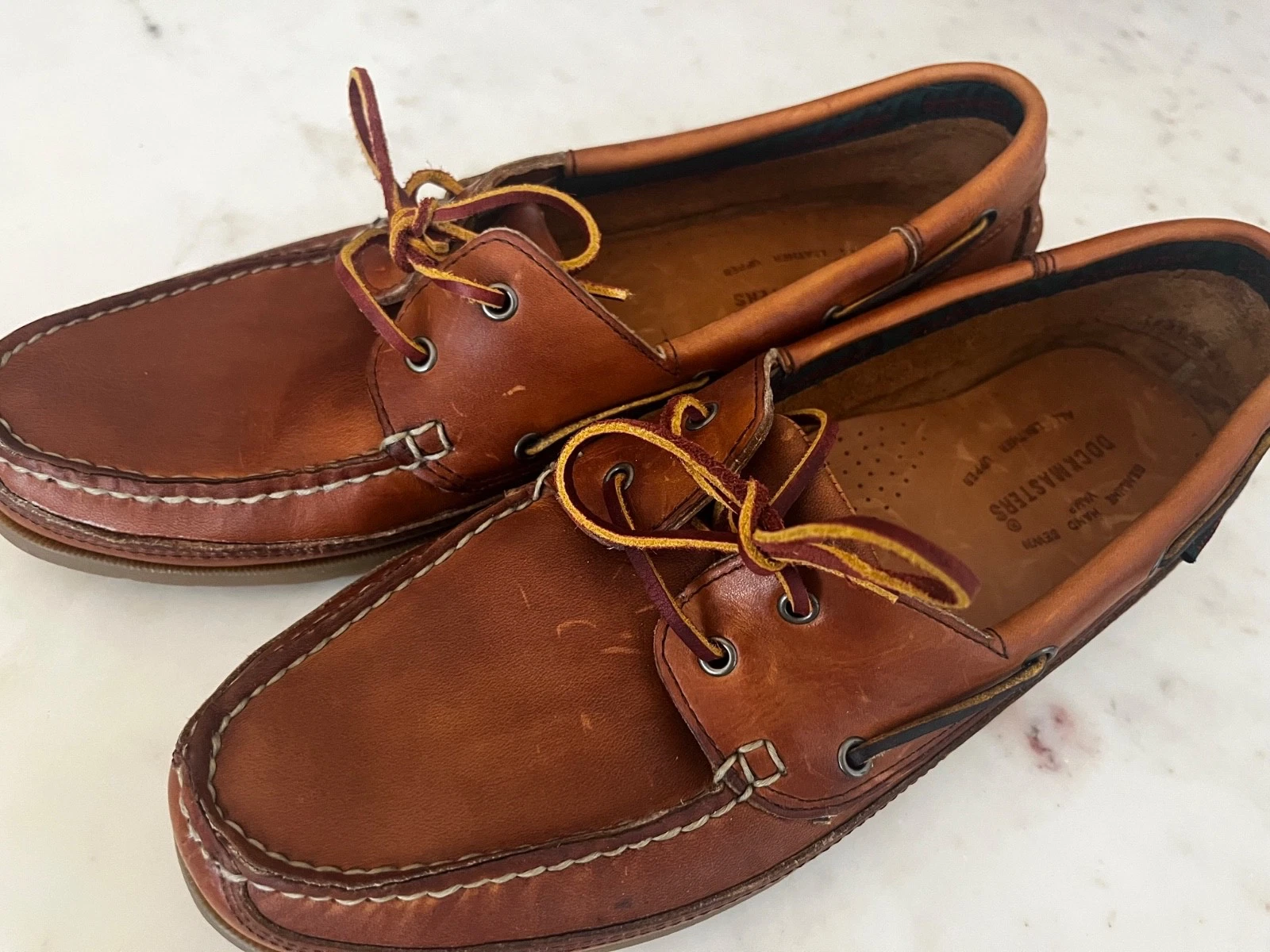 Men's Sz 12W Wide Boat Shoes Dockmasters / Dock Masters Classic 2 eye leather
