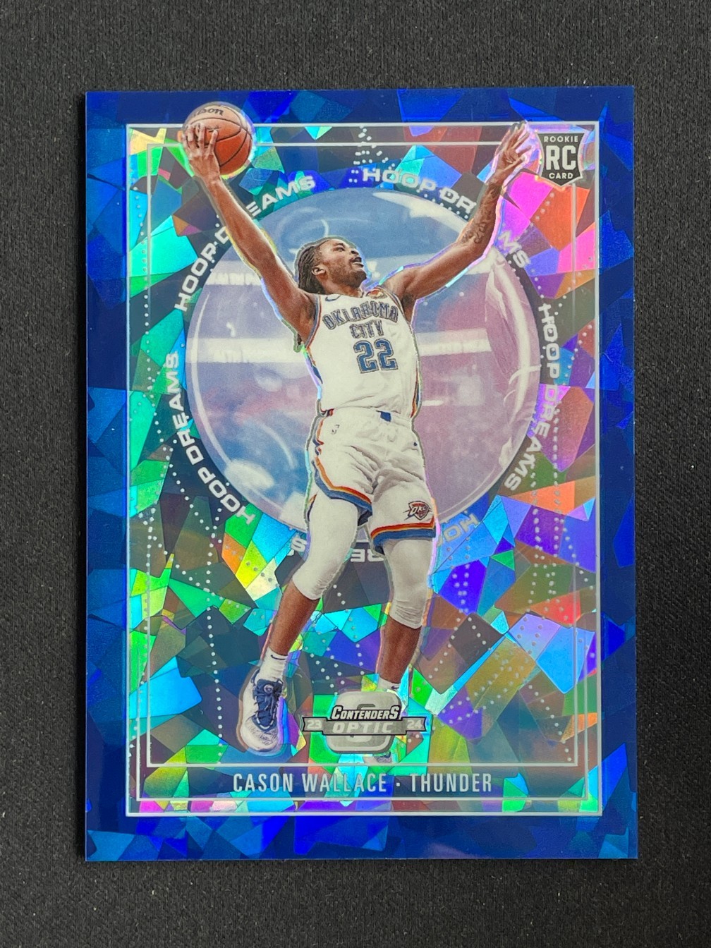 Cason Wallace 2023-24 Panini Contenders Optic RC Hoop Dreams Blue Ice /75 #23