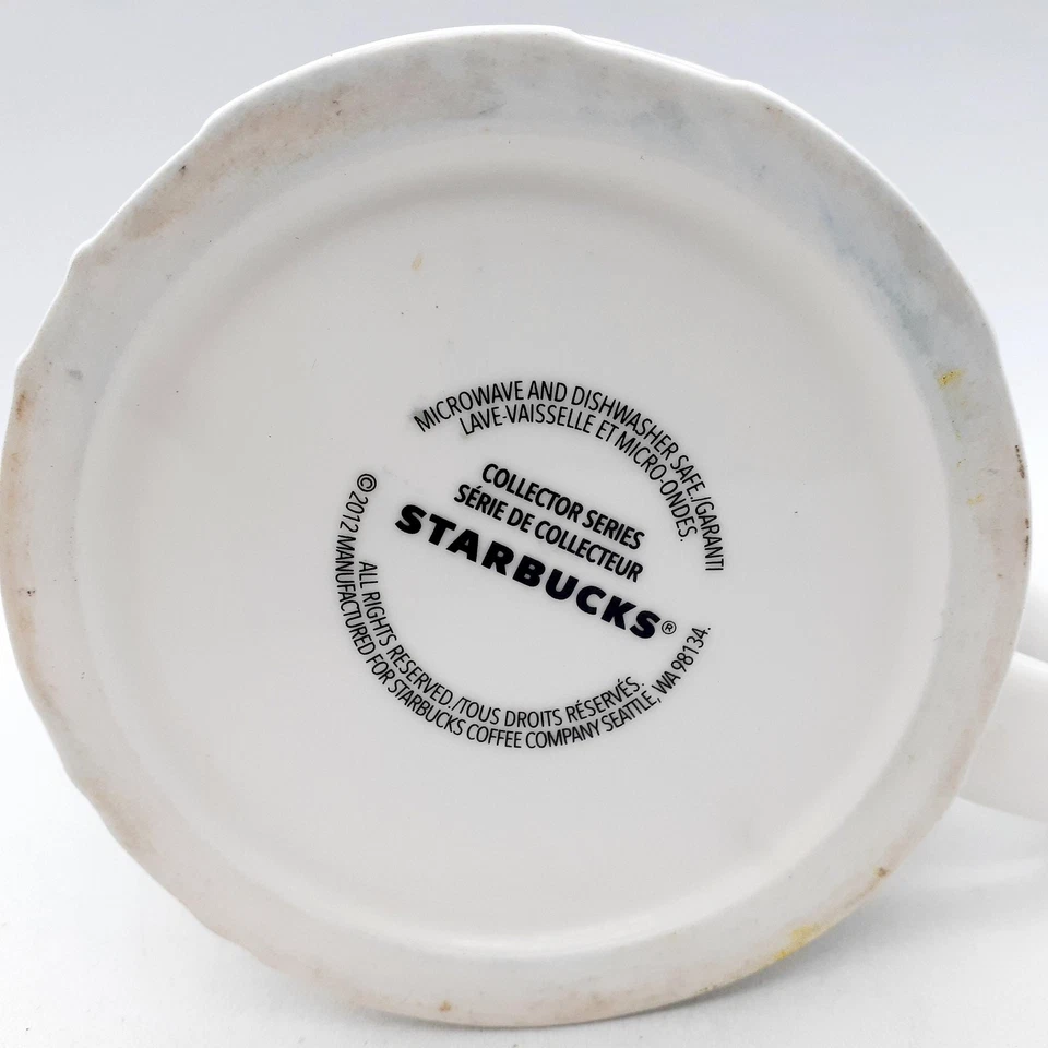 Taza Starbucks Seattle Collector Series Relief City Skyline negra blanca 2012 Foto 3 de 4