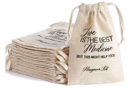 20 Pack Drawstring Hangover Kit Bags for Bachelorette Party, Weddings, 4x6 in