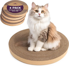4pcs Cat Scratch Pad, Cat Scratcher Cardboard  Cat Scratching Pads - Round C...