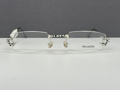 Bajazzo Brille Herren Damen Silber schwatz weiß Randlos eckig  NP:304  *