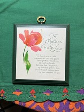 Vintage 1989 Hallmark Mother's Day Love Plaque w/ Poem & Flower Made In USA