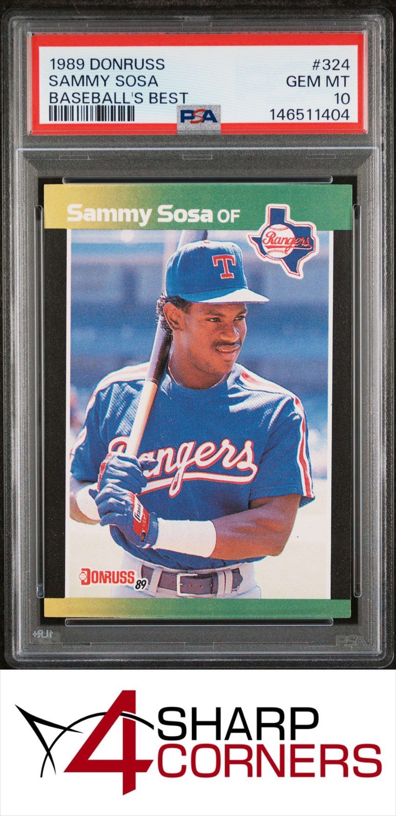 1989 DONRUSS BASEBALLS BEST #324 SAMMY SOSA RC RANGERS PSA 10