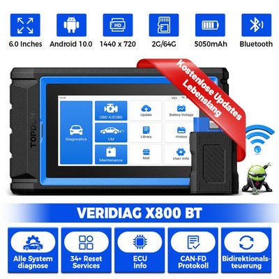 2026 TOPDON VeriDiag X800 BT OBD2 Diagnosegerät Bluetooth 34+ Reset Alle Systeme
