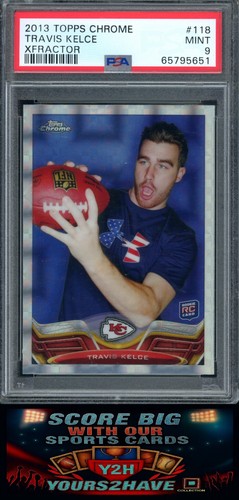 2013 TOPPS CHROME - TRAVIS KELCE ROOKIE #118 X-FRACTOR (RC) PSA 9 CHIEFS