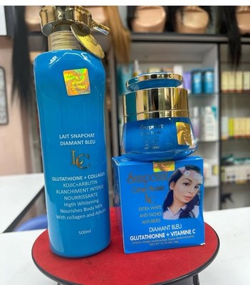 2pcs. Snapchat Diamant blue Body lotion 500ml & Whitening Face