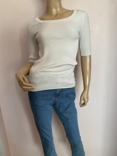 Women Hallhuber Shirt White Knit 36 / S / 44