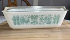 PYREX 503 Refrigerator Dish Vintage 1950s Amish Butterprint Turquoise W/ Lid