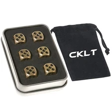 6 Sided Metal Brass Dice with Black Pips, Tables Board Game Dice, 6pcs Solid ...