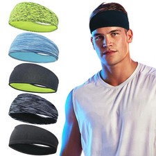 5 Pack Sports Headband for Men, Breathable Mesh Design, Reused Washed