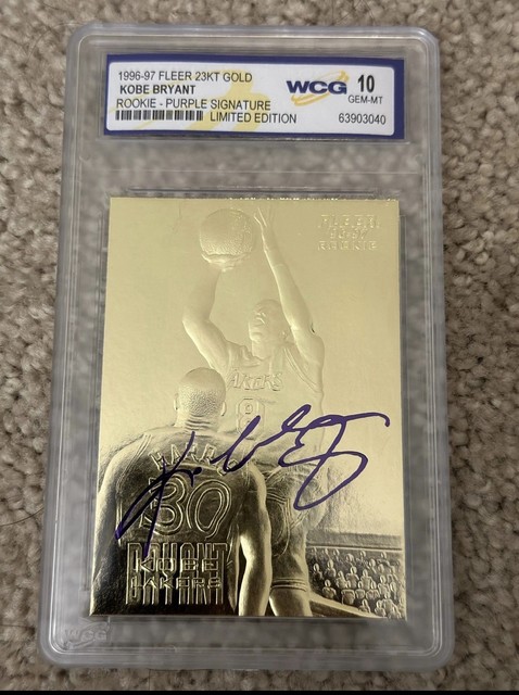 1996-97 Fleer 23KT Gold KOBE BRYANT Rookie Card WCG 10 Gem Mint Purple Auto RC