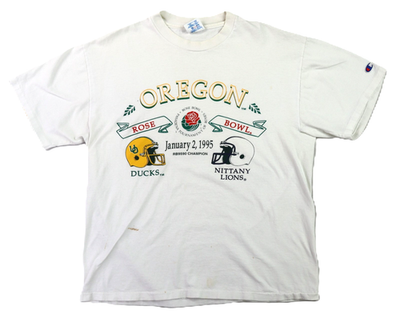 #ad Vintage 90s 1995 Champion L White University Of Oregon Rose Bowl T Shirt $29.99