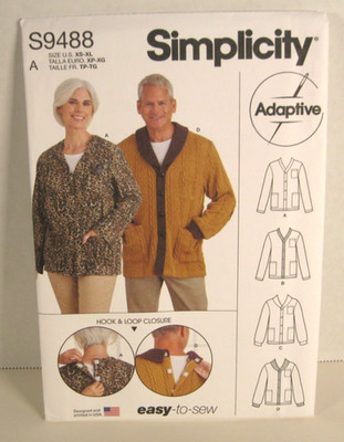 Simplicity 9488 Easy-To-Sew Adaptive Cardigan - 4 Styles Pattern Unisex XS-XL UC