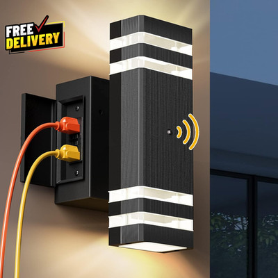 Outdoor Porch Lights with Outlet Dusk to Dawn Porch Light Wall Light Fixture W..