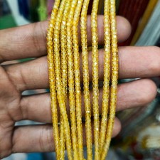AAAA Quality Yellow Zircon Faceted Rondelle Beads