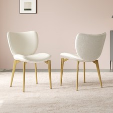 Set of 2 dining chairs, featuring high-quality PU leather seats, with gold-pla