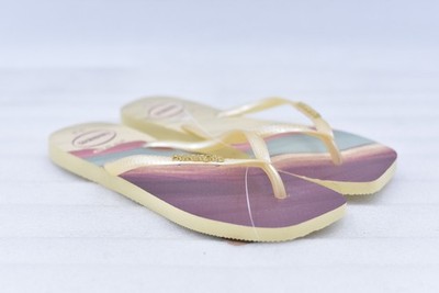 Womens Havaianas Slim Square Flip-Flop Sandals - Buttercream Size 9/10(EU 41-42)