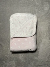 Zara Home  Reversible Baby Blanket Hearts Pink White Soft Plush Velour Lovey